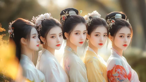 Elegance of Asian Women in Traditional Attire