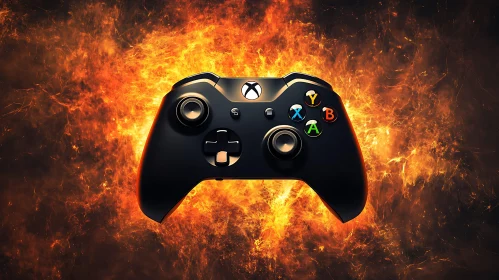Gaming Controller in Flames