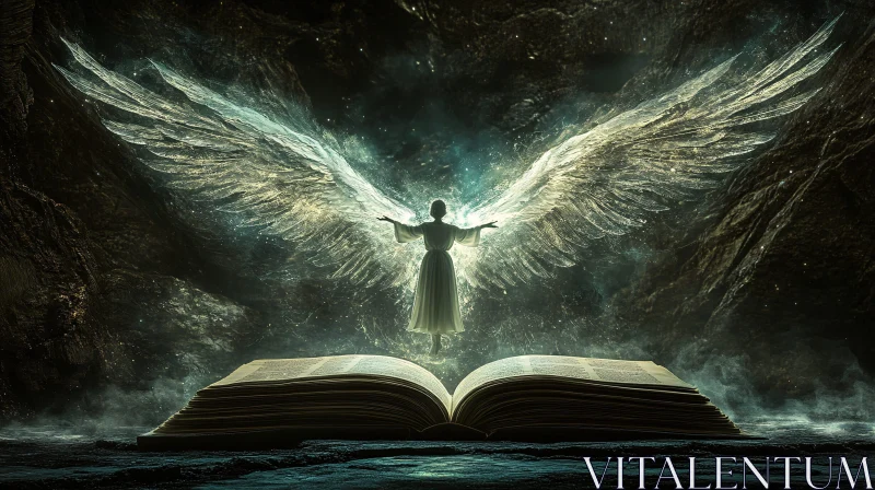 AI ART Ethereal Angel and Ancient Book