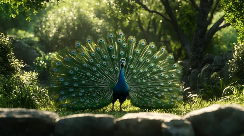 Peacock's Splendor: A Forest Scene