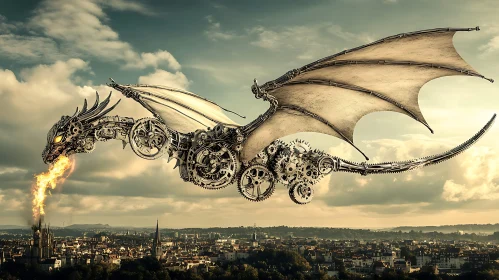 Mechanical Dragon in Flight