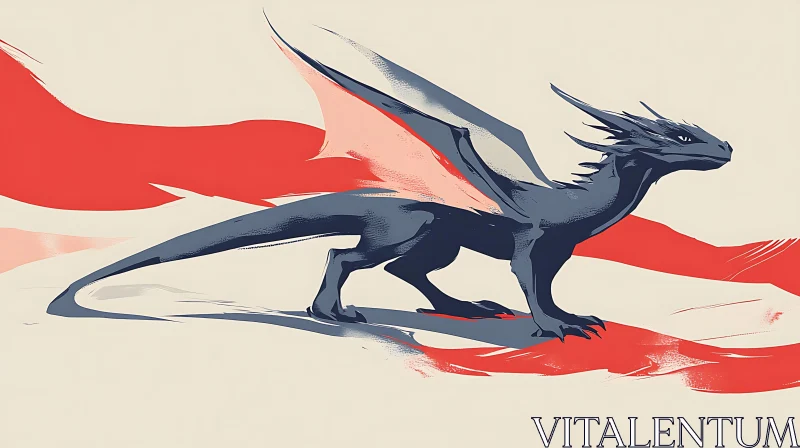 AI ART Modern Dragon Art - Minimalist Design