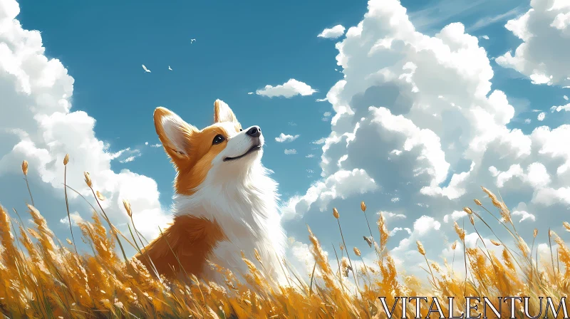 AI ART Corgi Amidst Summer Cloudscape