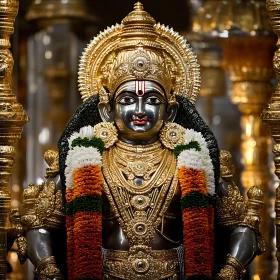 Ornate Hindu God Statue in Gold