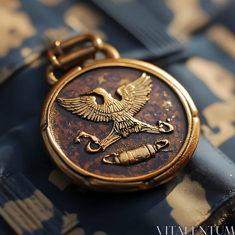 Vintage Eagle Medallion Close-Up AI Image