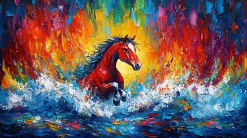 Vivid Painting of a Galloping Horse