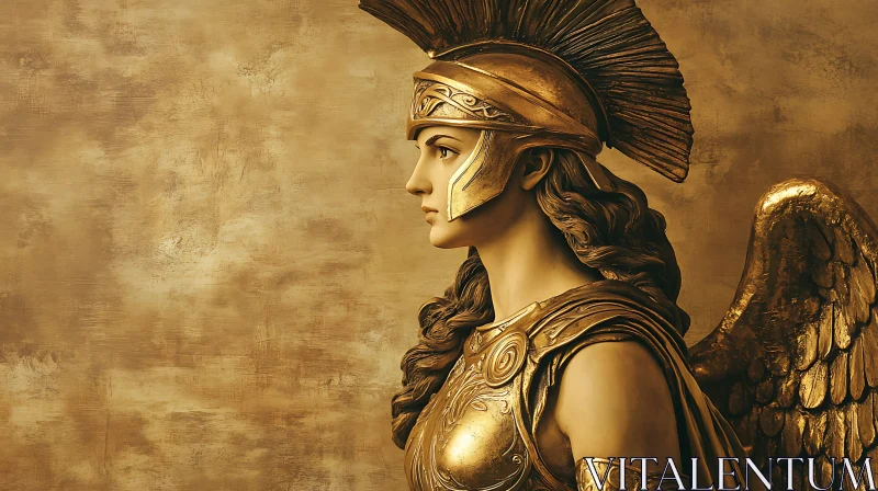 AI ART Golden Athena Statue Profile View