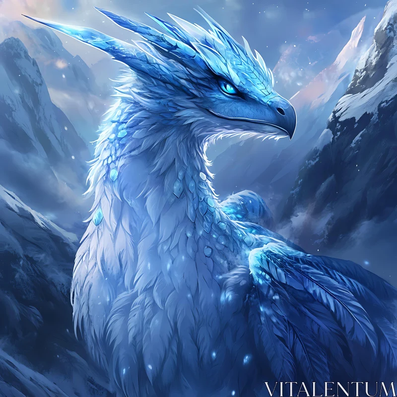 AI ART Frozen Majesty: An Ice Dragon's Realm