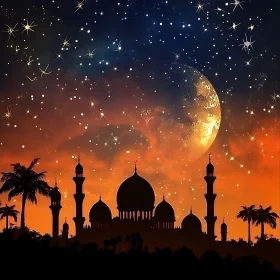 Mosque at Night Under the Stars