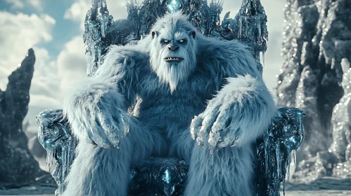 Majestic Yeti King on Frozen Throne