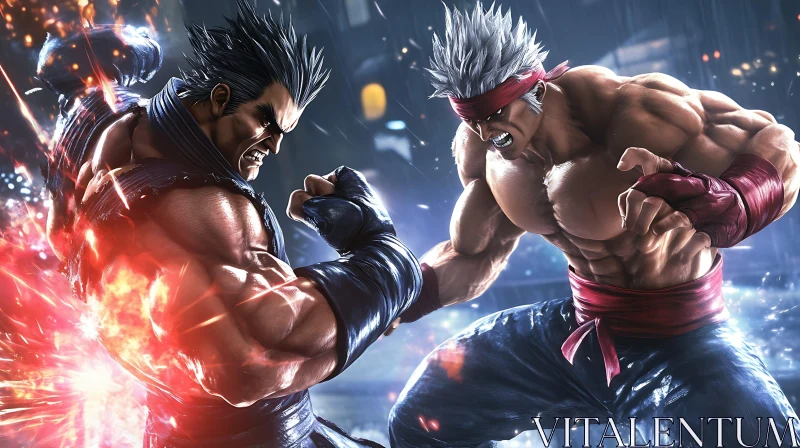 Fighters Clash: A Battle of Strength AI Image