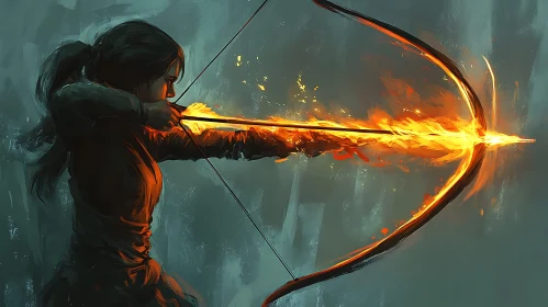 Female Archer Ignites the Night