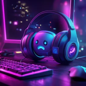 Neon Gaming Gear with LED Headset and Keyboard