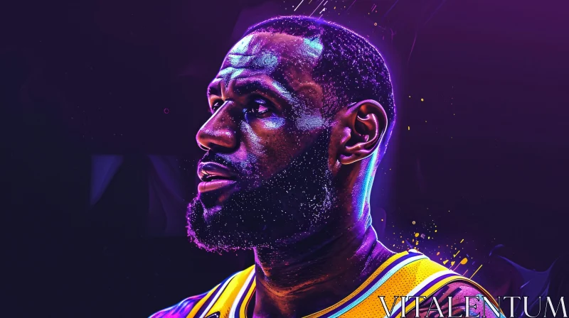 LeBron James in Vivid Digital Artwork AI Image