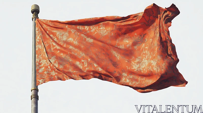 Ornate Orange Flag Waving Gently AI Image