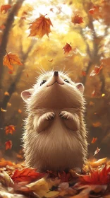 Adorable Hedgehog in Fall