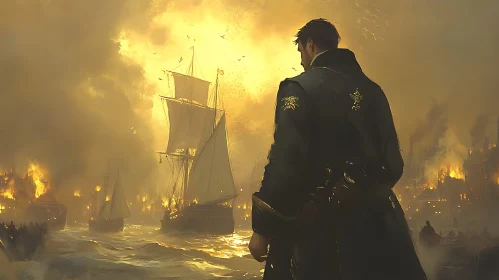 Officer Contemplates Burning Ships and City