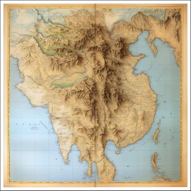 Antique Asia Continent Map