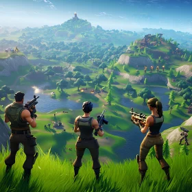 Characters Overlooking Fortnite Landscape