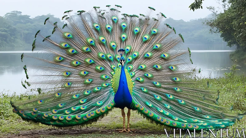 Peacock's Grand Display of Plumage AI Image