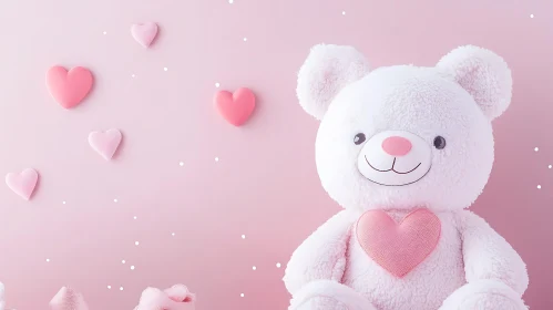 Fluffy Bear with Love Hearts