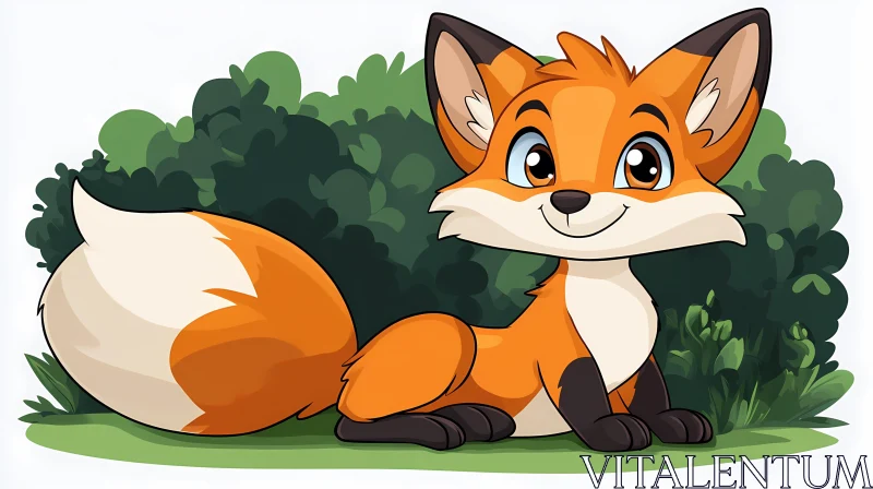 Cute Cartoon Fox Illustration AI Image