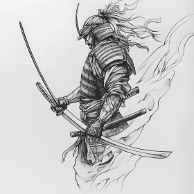 Monochrome Samurai Illustration