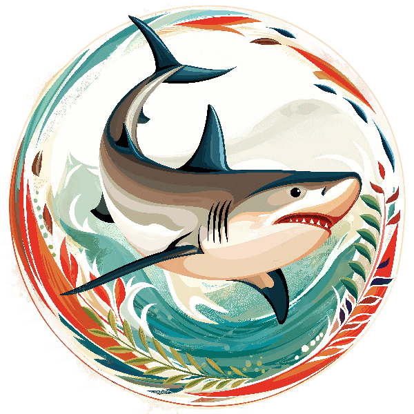 POD Design Stylized Shark Ocean Art