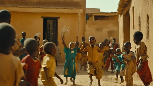 Kids having fun in the village