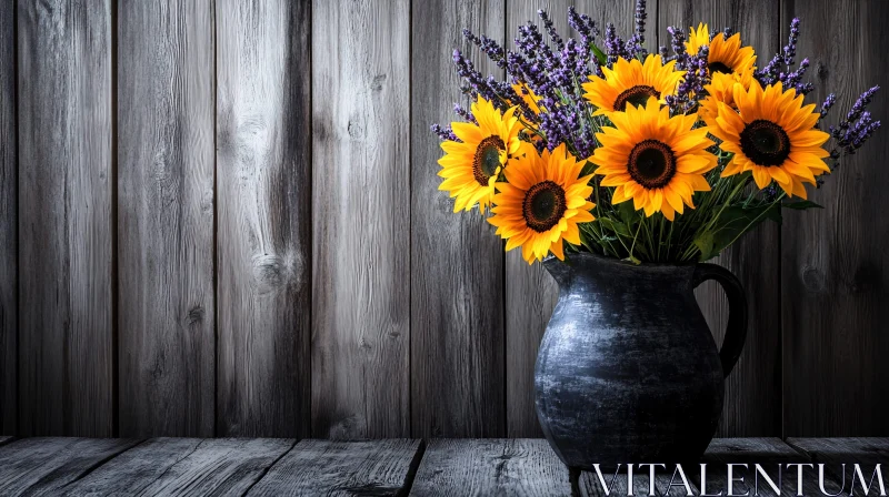 AI ART Rustic Decor with Sunflowers and Lavender