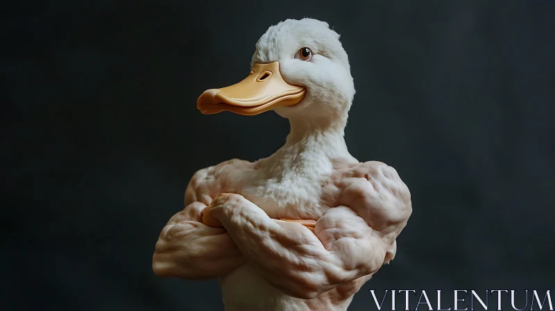 Whimsical Duck with Biceps AI Image