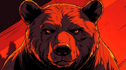 Bear Portrait in Orange Tones
