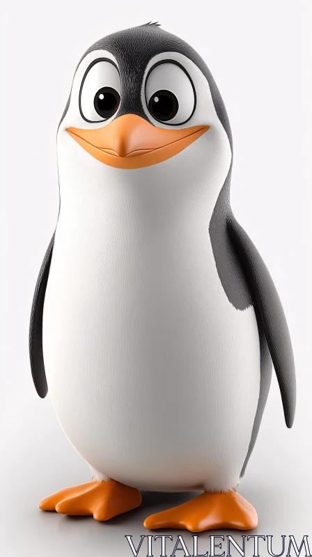 Charming Penguin Cartoon AI Image