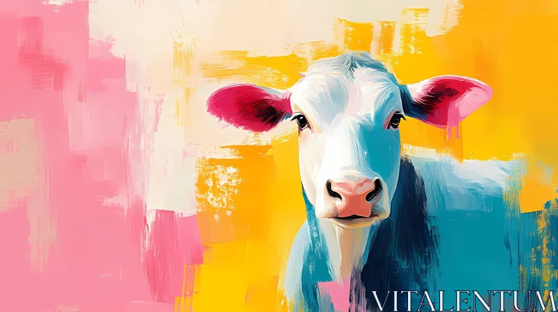 Vivid Cow Painting AI Image