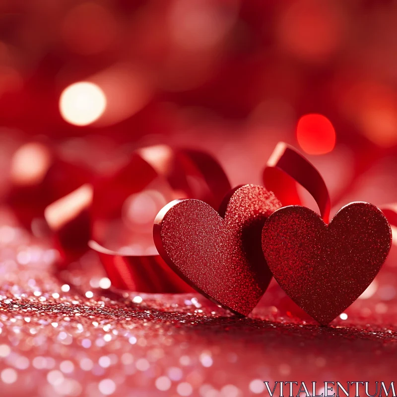 Glittering Red Hearts: A Valentine's Day Image AI Image