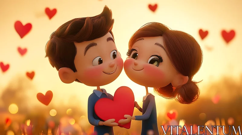 AI ART Animated Lovers with Heart Symbol