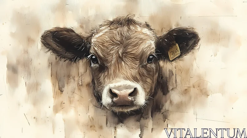 Expressive Cow in Art AI Image