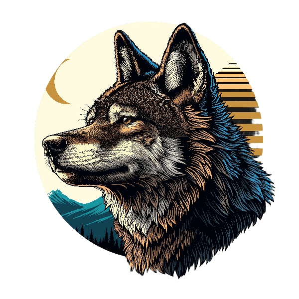 POD Design Moonlit Wolf T-Shirt Art