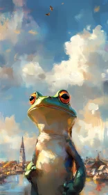 Surreal Frog in Artistic Landscape