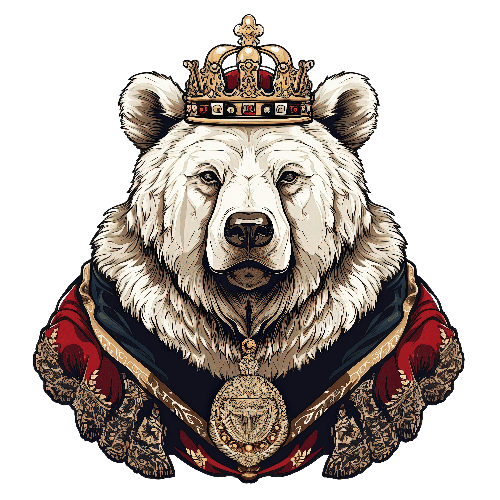 POD Design Bear with Crown: Realistic Digital Art