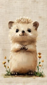 Cute Hedgehog with Flowers