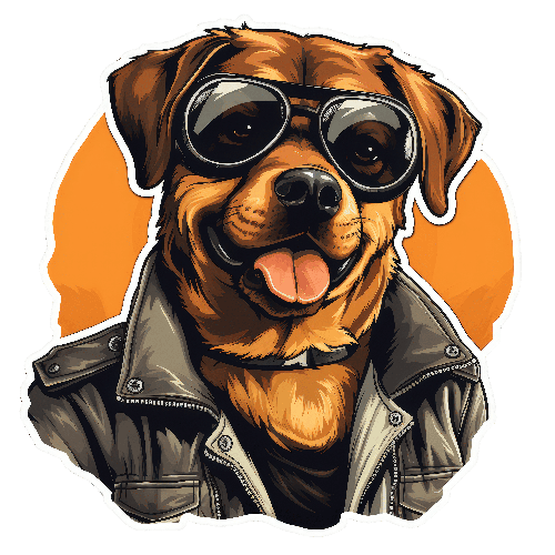 POD Design Cartoon Dog in Leather Jacket and Goggles