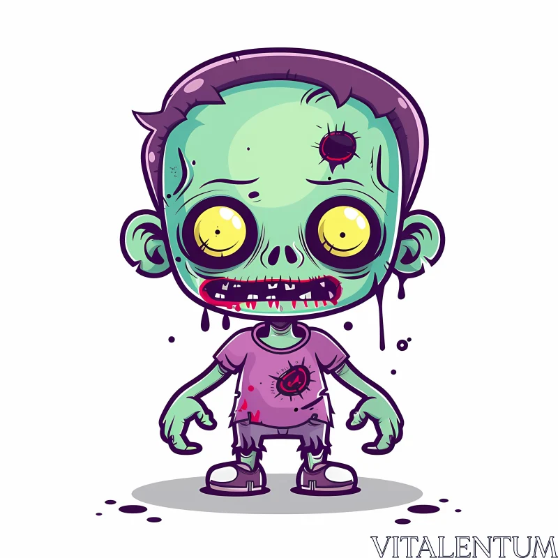 Cartoon Illustration of a Zombie Boy: A Chilling Sight AI Image