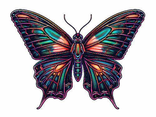 POD Design Colorful Butterfly Digital Illustration on Transparent Background