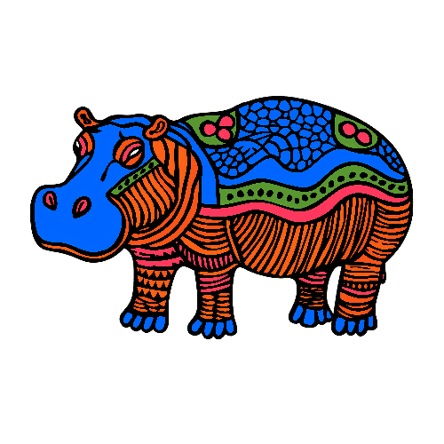 Colorful Hippopotamus T-Shirt Design - Playful and Artistic