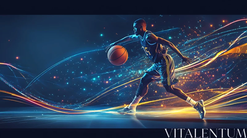 Athlete Dribbling Ball AI Image