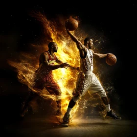 Intense Basketball Match