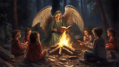 Forest Campfire Story with Angel