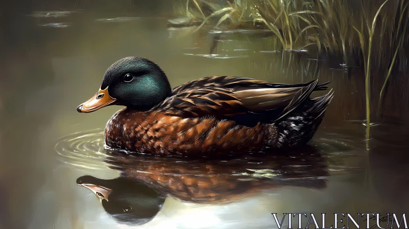 Mallard Gracefully Floating AI Image