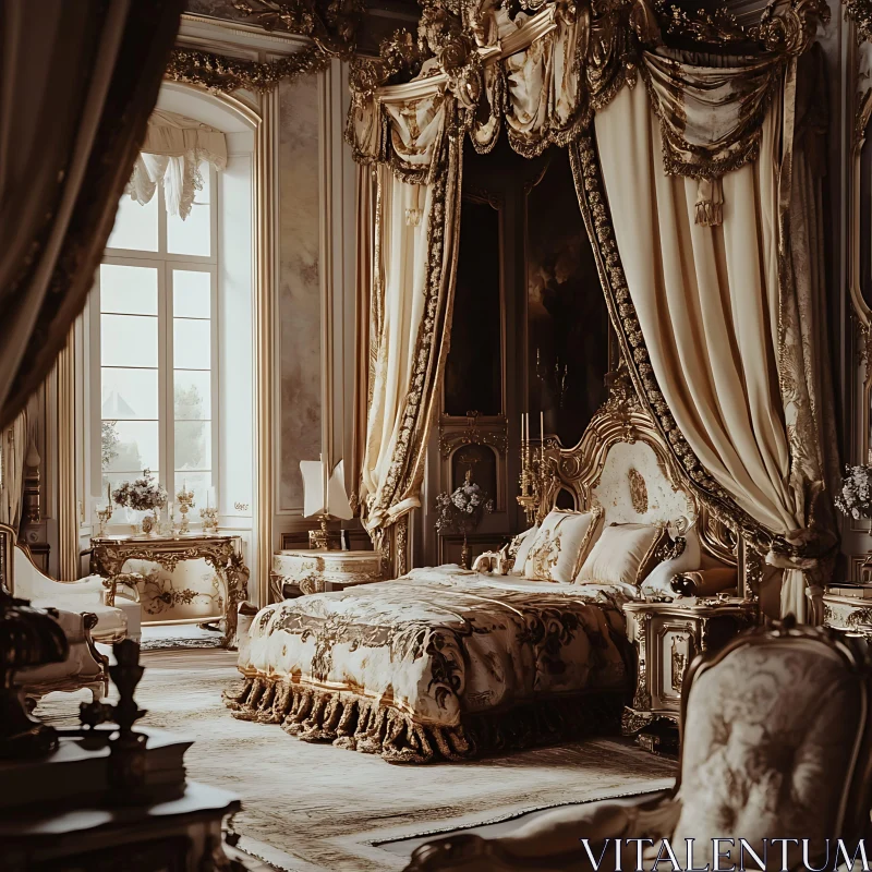 Opulent Classic Bedroom Interior Design AI Image